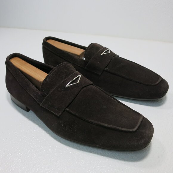 Prada 9 Suede Leather Loafers Casual Dress Moccasins Shoes Zapatos Italy 10 M main image 7